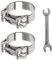 FINEASY 2 Pezzi Fascette Stringitubo Acciaio Inox Morsetti con Chiave Inclusa, Morsetto per Tubo di Scarico, Fascetta di Scarico Regolabile 68-73 mm, Antiruggine e Durevole