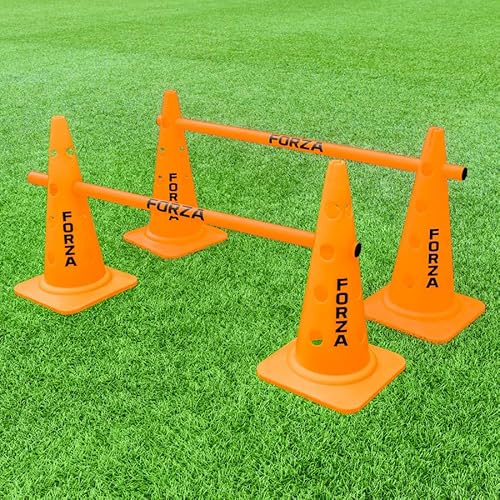 FORZA Coni da Allenamento 51 cm | Set Formazione da 4 o 8 | Ostacoli Allenamento Calcio Alta visibilità, Allenamento Agilità, velocità – 4 Colori (con Pali, Arancione, Pacco da 8)