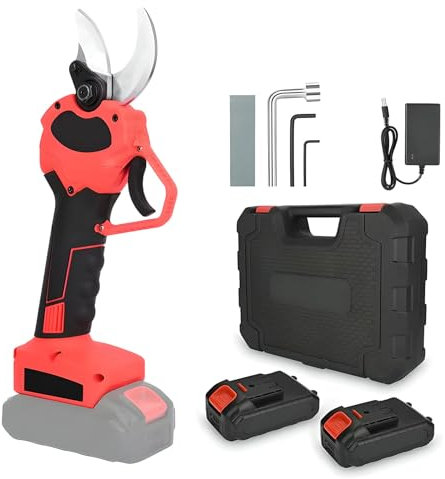 Forbici Elettriche da Potatura, Forbici Manuali a Batteria da 21 V con 2 Batteria Potenziata da 3000 mAh, Lame in Lega Sk5, Diametro di Potatura 40 Mm, Protezione di Ricarica per Taglio di Alberi
