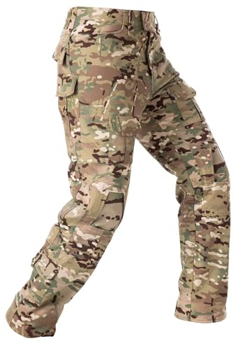 VATINNT Men's Hiking Tactical Trousers Waterproof Camouflage Combat Cargo Trousers Outdoor Military Work Pant with Multi-Pocket G3WF CP Camo 36.