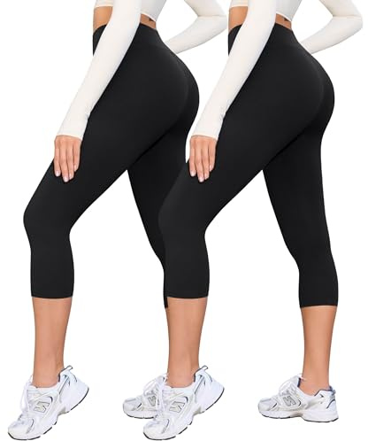 BAYDI VALANDY Creamlush Capri Legging 3/4 pour femme, taille haute, pour yoga, pilates, loisirs, vie quotidienne