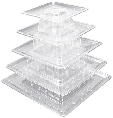 TSMORY 5/9 Layers Square Macarons Display Tower Wedding Cake Decoration Tool PVC Macaron Stand Kitchen Baking Cake Tools