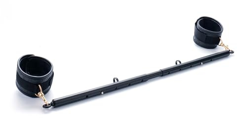 Heavy Duty Stainless Steel Expandable Spreader Bar with 2pcs PU Embossed Adjustable Straps, Yoga Pilate for Bedroom, Home Exercise Bar Sports Training Gear