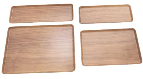 Generic Bandeja de Bandeja de Servicio Rectangular de 4, Bandeja de Bebidas de Comida con 4 Tamaños Diferentes para el Hogar, Bandeja para Servir para el Desayuno, de Cena de