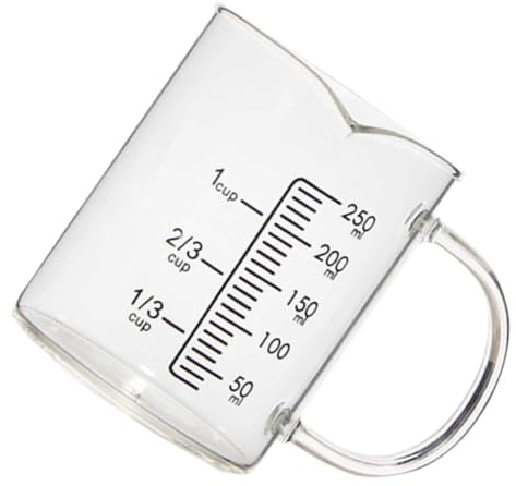 Veemoon Vaso Medidor de Vidrio de 250 Ml Vertedor Taza para Leche y Bebidas Base Estable para Uso Doméstico y Profesional