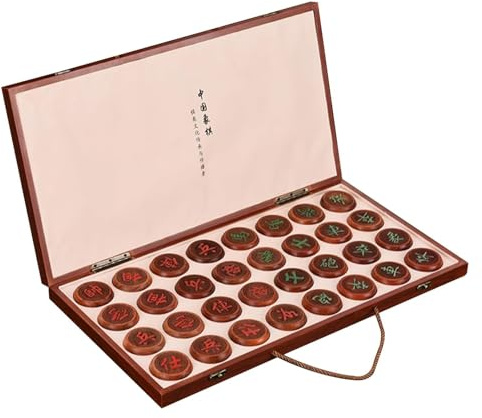 Portable Chinese Chess Game Set for 2 Players, Foldable Xiangqi Strategy Board Game, Rosewood and Beechwood Construction, Compact Design for Easy Travel