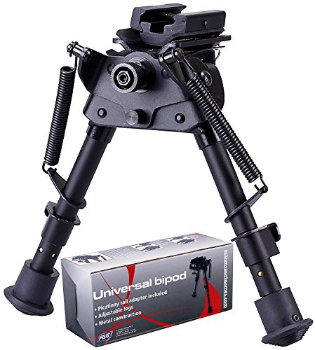 ASG Bipied Universel réglable avec Adaptateur de Rail Picatinny/GRE Adulte Unisexe, Noir, Taille unique