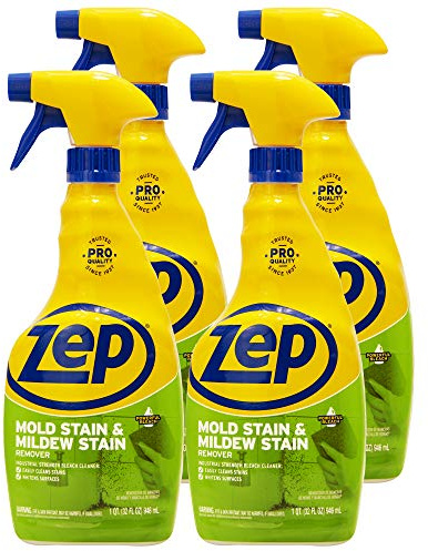 Zep Mold Stain and Mildew Stain Remover - 32 oz (Pack of 4) ZUMILDEW32 - Professional Strength No Scrub Formula