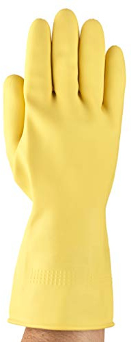 Ansell AlphaTec 87-063 Chemikalienschutz-Handschuhe, Chemisch Beständig, Lange Stulpe, Gebogenen Fingeren, Arbeitshandschuhe Damen Herren, Lange Stulpe, Größe S (12 Paar)