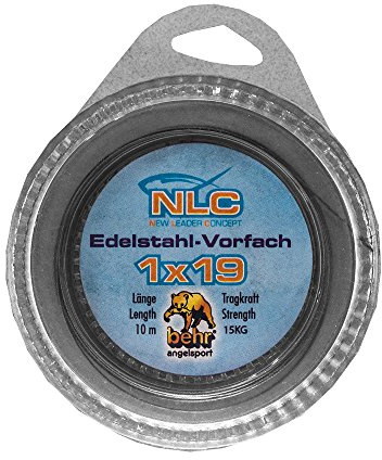 10 m stålledare rovfisk 1 x 19 med klämhylsor främre ängel set gädda gömmer (15 kg lastkraft)