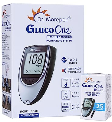 Dr. Morepen BG-03 Gluco One Glucometer, 25 Strips (Multicolor)