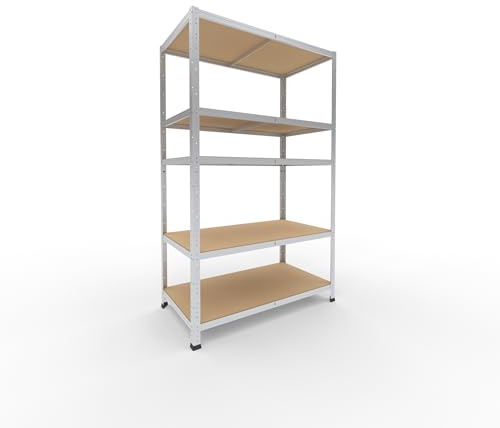 shelfplaza® 180x110x60cm Home Schwerlastregal verzinkt/Metallregal mit 5 Böden/Kellerregal Metall, Garagenregal, Werkstattregal oder Regal Lagerregal/Steckregal Metall mit 175kg Tragkraft