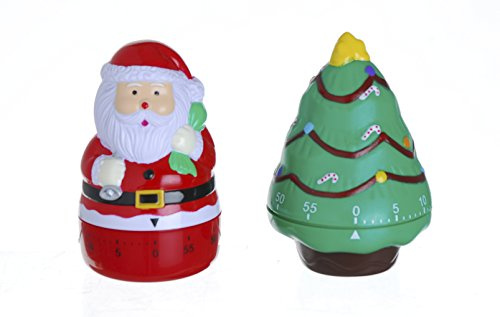 Excelsa Christmas Eieruhr Weihnachten Sortiert, Kunststoff, Grün/Rot, 7 x 7 x 10 cm