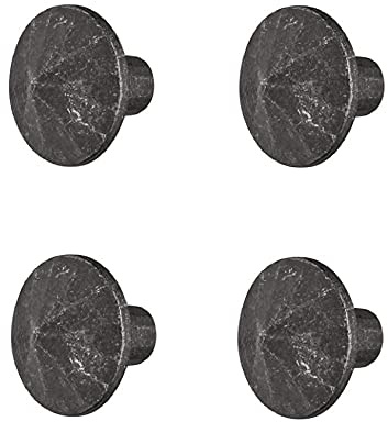 Gedotec Design Möbelknopf schwarz Schrank-Knopf Vintage | Schrankgriff antik | ELISABETH | Möbelgriff Used-Look matt | Design-Knopf-Ø 30 mm | 4 Stück - Möbel-Knauf rund inkl. M4 x 25 Möbelschrauben