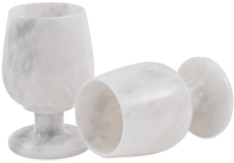 Radicaln Set de 2 minicopas de vino de mármol hechas a mano, ideales como copas de champán o chupitos de tequila, adecuadas para pequeñas reuniones y decoración del hogar