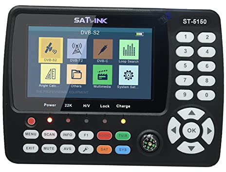 VISLONE Satellite Finder, 4.3 Inch High Definition TFT LCD Screen DVB-S2/T2/C Combo HD Satellite TV Signal Finder, Digital Handheld Satellite Signal Finder H.265 HEVC MPEG-4 UK Plug