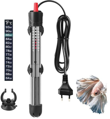 FEDOUR 100W 40-120L Aquarium Heizung, Verdicktes Quarzglas Aquarienheizer, Temperatur Einstellbare Aquarium Heizer Mit Saugnäpfen/Thermostat