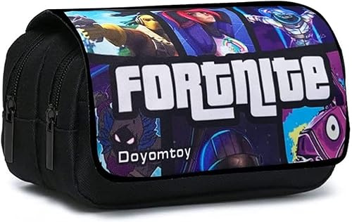 Spielthema Doppelreißverschluss Segeltuch Federmäppchen,Große Kapazität Briefpapier Pouch Stifte Etui Mäppchen Mädchen Teenager für Schul und Bürobedar (schwarz)