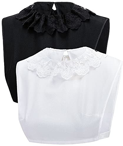 2 Pièces Chemise à Faux col pour Femme Chemise à Faux Collier Détachable Faux Chemisier Amovible Blouse Col Homme Femme