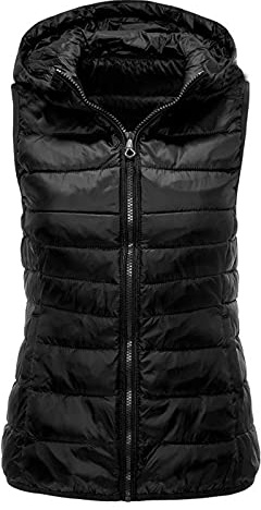 HHMY Steppweste Damen - Leichte Puffer Weste Jacke Einfarbige Gesteppt Weste Bodywarmer Frühjahr Herbst Winter Übergangsweste Outdoor Winterweste Gilet Jacke Kapuzen Ärmellose