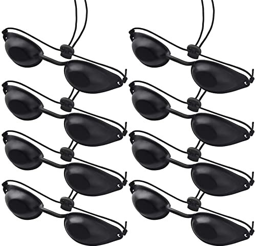 Guador 8 pcs Solarium Schutzbrille,UV Schutzbrille Augen Schutzbrille Zuverlässigen Infrarot Solarium Schutzbrille lichttherapie Sonnenbank Beauty Sonnenbrille IPL Behandlung LED Lichttherapie schwarz