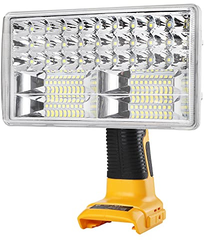 Hipoke Cordless LED Work Light Torch with USB Port, 30W 3300LM Spotlight Floodlight, Outdoor Jobsite Lamp Compatible with Dewalt 18V Lithium Battery, 110 Degree Pivoting Zinc Alloy Head