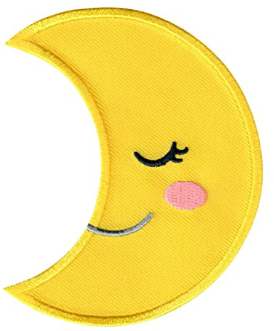 PatchMommy Mond Aufnäher zum Aufbügeln für Kinder, 9 x 7,5 cm | Gesticktes Bügelbild, Patch & Applikation für Baby- und Kinderkleidung & Rucksäcke – zum Aufbügeln oder Aufnähen