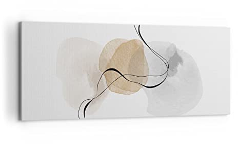 ARTTOR Leinwandbild 100x40cm Wandbild Abstrakt Pastell - 4827 | Aquarell Minimalistisch Panorama Groß Wanddekoration Wohnzimmer Schlafzimmer Wanddeko Wand Kunstdruck Wandkunst ARTTOR
