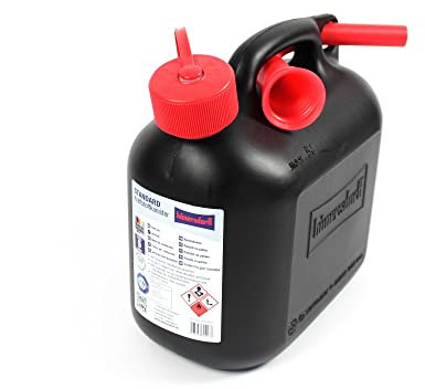 X-Parts Benzinkanister 5 L Kraftstoff Kanister UN-Zulassung Kinder-Sicherheitsverschluss Inkl. Ausgießer Diesel Benzin ÖL E10 + E85 geeignet Kettensägen Rasenmäher Auto