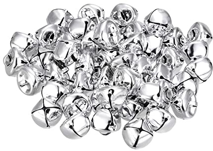 sourcing map Cascabeles, 5/8(15mm) 24uds Pequeñas Campanas para Artesanías Bricolaje Navidad, Vacaciones Decoración, Musical Fiesta, Hogar, Festival, Boda, Plateado Tono