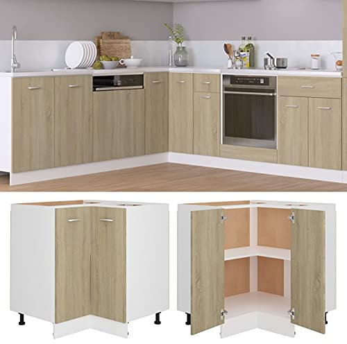 BULANED Eckunterschrank, Eckschrank, Winkelküche, Küchen Eckschrank, Küchen Schränke Einzeln, Kitchen Cabinets, Küchenschrank, Sonoma-Eiche 75,5x75,5x80,5 cm Spanplatte
