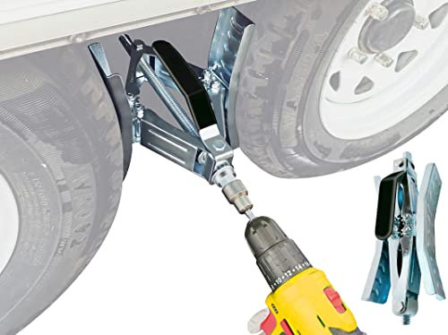 Schumaho Camper Wheel Chock, Heavy Duty Rotatable X Shaped Stabilizer for RV Trailer (Drill Adjusted), 2 Sets of Tire Lock Chocks (Patented)