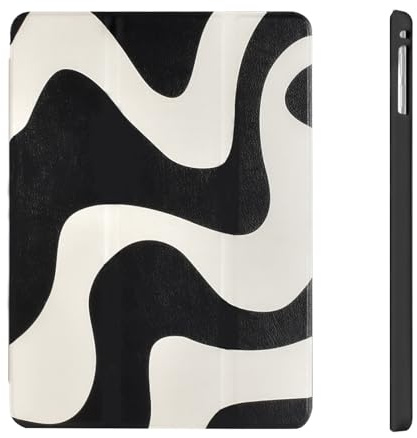 Fycyko Hülle Kompatibel mit iPad 9,7 Zoll für 6./5. Generation 2018/2017 mit Stifthalter, Fashion Wave Simple Cute Zebra Stripes Muster Wellen für iPad 9.7 Zoll
