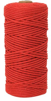 JIHUOO 3 mm x 109 Yards Macrame Cotton Cord Rope Christmas String for Gift Wrapping Colored Craft Cord Twine Twisted Knitting Cord Decorative Binding String Red