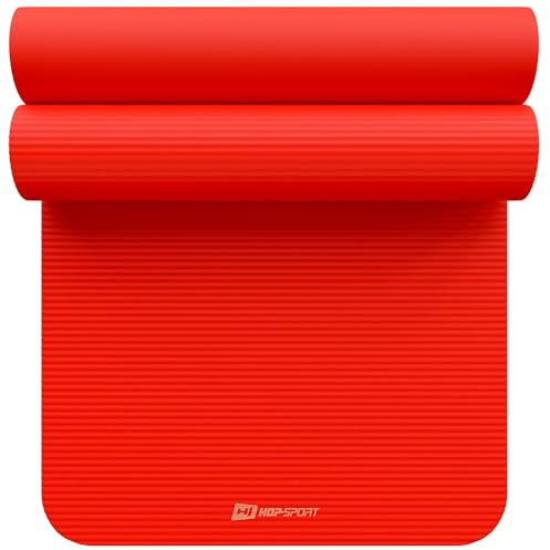 HOP-Sport® Tapis de Fitness antidérapant 190 x 80 x 1,5 cm, Tapis Pilates Yoga et Gymnastique avec Sangle de Transport en Mousse NBR pour Entraînement à la Maison, Doux pour la Peau, Lune Rouge
