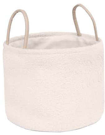 OHS Storage Baskets Boucle, Home Small Baskets for Storage Toys Laundry Blankets Bathroom Living Room Basket Storage with Handles Compact Foldable, Cream