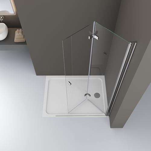 Duschabtrennung Walk in 100x185cm Duschwand Faltbar Walk-in Duschabtrennung Walk in Dusche Falttür 6mm ESG Glas (100x185cm/Falttür Duschwand)