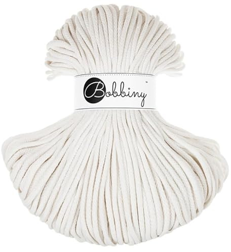 Bobbiny Makramee-Schnur, geflochten, 5 mm, gebrochenes Weiß, 100 m