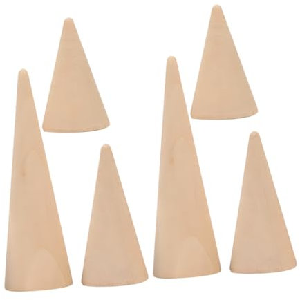 LALADEFIEE 6stücke Holzkegel Ringhalter Schmuckständer Aus Holz Für Präsentationstablett Ringständer Ringorganizer Für Schmuck Basen