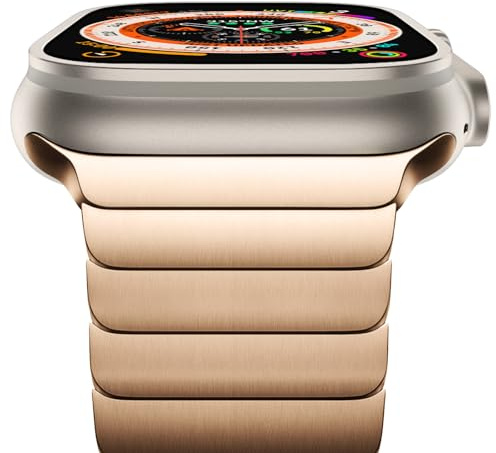 NewWays 49mm 46mm 45mm 44mm 42mm(Serie 3 2 1) Kompatibel mit Apple Watch Armband,Edelstahl Gliederarmband Ersatzarmbänder Geeignet für iWatch Ultra 3 2 1,Serie 11/10/9/8/7/6/5/4/3/2/1/SE,Original-Gold