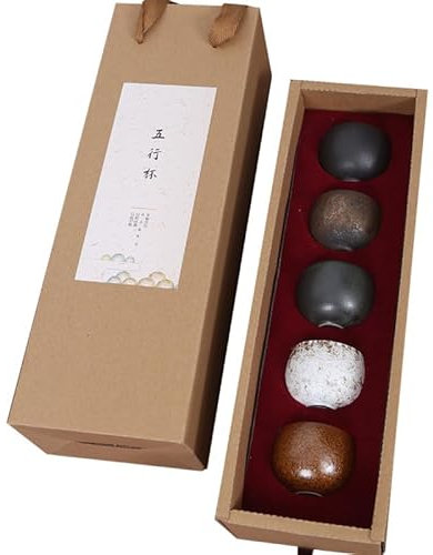 Set di 5 tazze da espresso, da 50 ml, in ceramica, a pareti spesse, per espresso, moka, macchiato, tè, regalo perfetto per donne e uomini