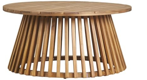 Miliboo Runder niedriger Gartentisch aus Massivholz D80 cm Nassau