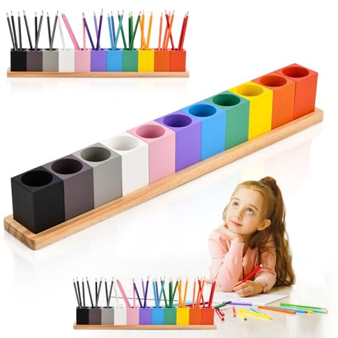 Buntstifthalter aus Holz,52x6,6x8cm Stiftehalter Schreibtisch Stiftebox Holz,11 Fächer Schreibtisch Stiftesorter Stiftköcher,Buntstifthalter aus Massivholz,Stifte Organizer für Schule Büro Zuhause (B)