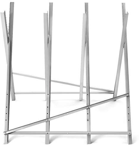 GYMAX Sägebock, Holzsägebock bis zu 150 kg belastbarkeit, Kettensägebock verzinkt klappbar mit 4 Haltern, Holzschneidebock Säge Bock 82 × 82 × 80 cm