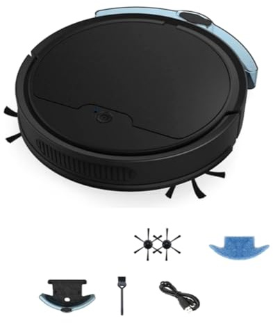 Lbvzxkad Robot de Barrido Inteligente, Mini Barredora DoméStica, Barre y, Aspiradora InaláMbrica, Robots de Barrido (Negro)