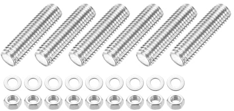 QUARKZMAN 6 Stück Gewindestange M14 x 50mm 201 Edelstahl Rechtsgewinde Stangen Mit Muttern Und Unterlegscheiben Vollgewindestange Für Klemmen, Aufhänger Und U-Bolzen