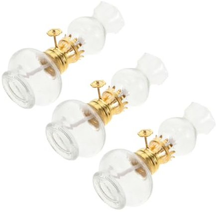 IMIKEYA 3pcs Vintage Oil Lamp Mini Kerosene Lamp Rustic Lantern Indoor Emergency Light Hurricane Lantern for Home Decor
