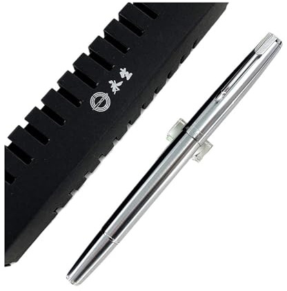 PURYN Penna stilografica a stantuffo in acciaio con pennino extra fine in iridio, strumento di scrittura premium (argento 0,5 mm)