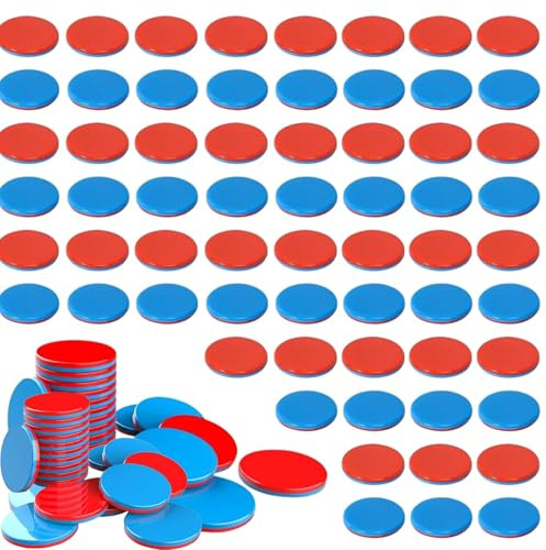 100 Stück Rechenplättchen Rot/Blau, Wendeplättchen Mathematik Lernhilfe, Plättchen Mathe - Rechenhilfe für Kinder, Rechenschieber 1. Klasse, Grundschule & Homeschooling (24x14x4mm)