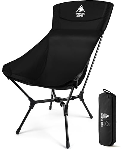 OneTigris OASISFLEX Campingstuhl Hochlehner faltbar 150 kg, Klappstuhl Camping leicht integrierter Kreuzrahmen, Angelstuhl klappbar, Faltstuhl Ultraleicht, mit 2 Seitentaschen für Outdoor, Wandern